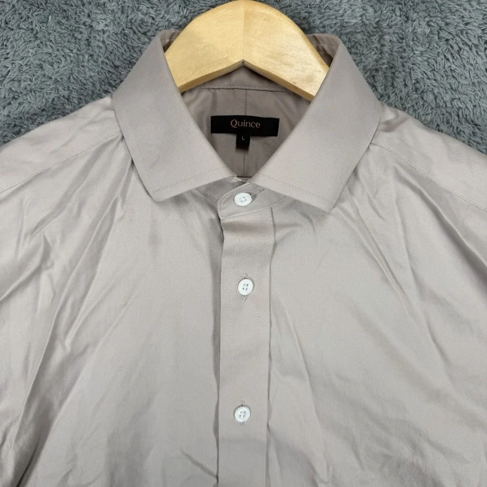 Quince Shirt Mens L Granite Gray Organic Cotton Stretch Dress Non-Iron Button Up